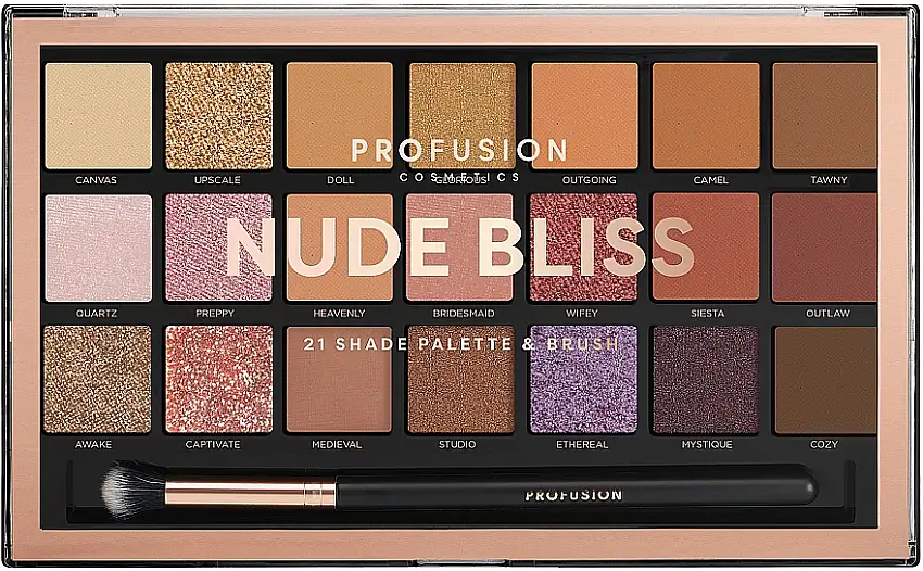 Profusion Cosmetics Nude Bliss 21 Shade Palette & Brush 56158395