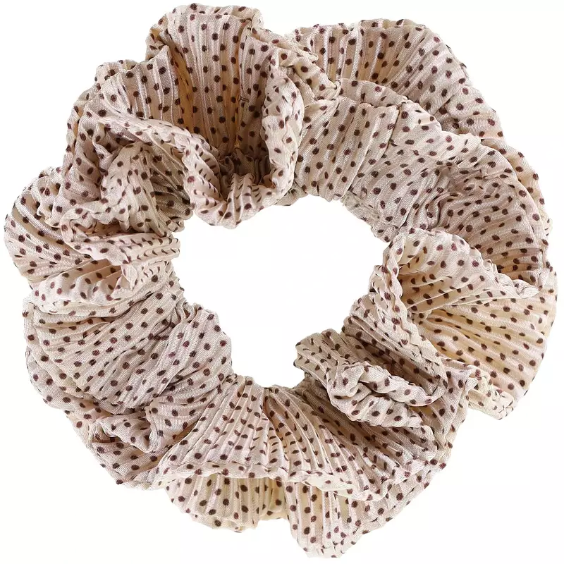 By Stær KAISA Scrunchie - White/Brown Dots