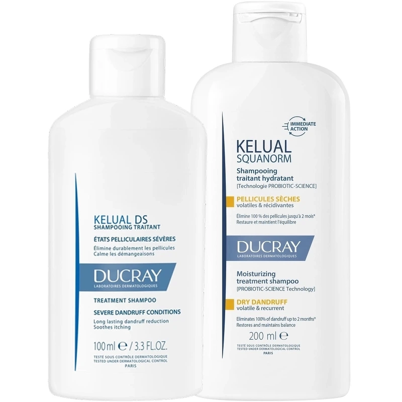 DUCRAY Kelual DS & Squanorm Shampoo Set - Dry Dandruff