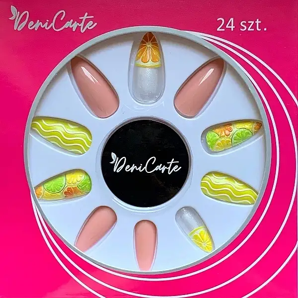 Sæt med kunstige negle med citrusfrugter 24 stk 56663770