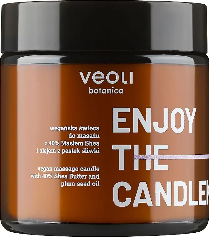 Vegansk kropsmassagelys med 40% sheasmør og blommekerneolie 40827979