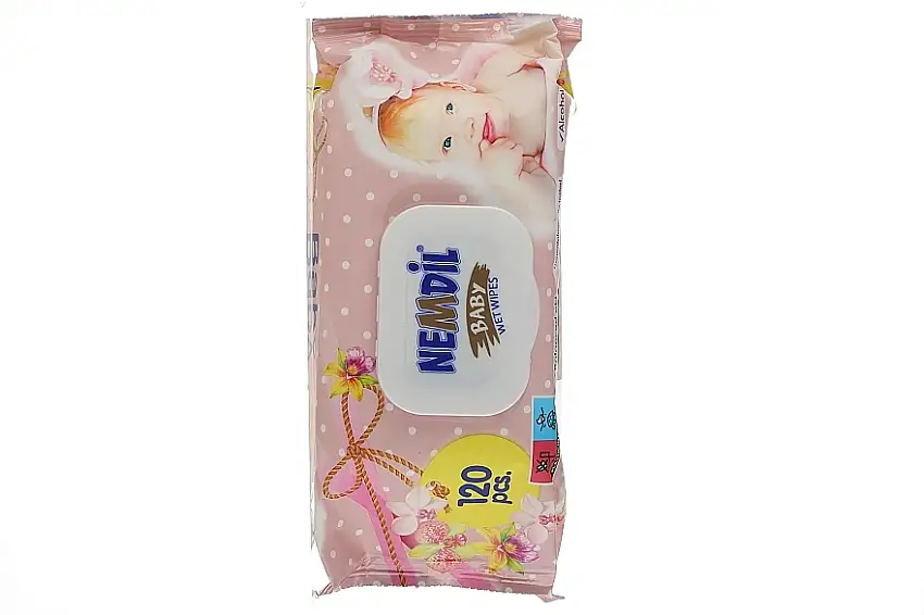 Vådservietter med klap til børn, 120 stk., lyserøde 68263909