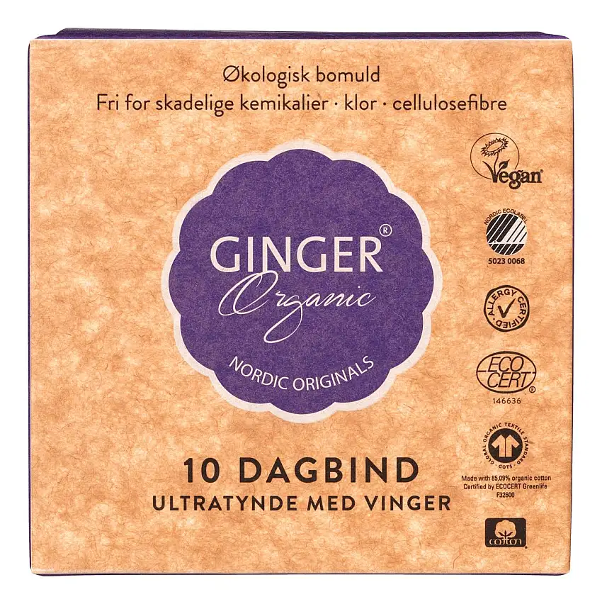 Ginger Organic dagbind m. vinger - 10 stk