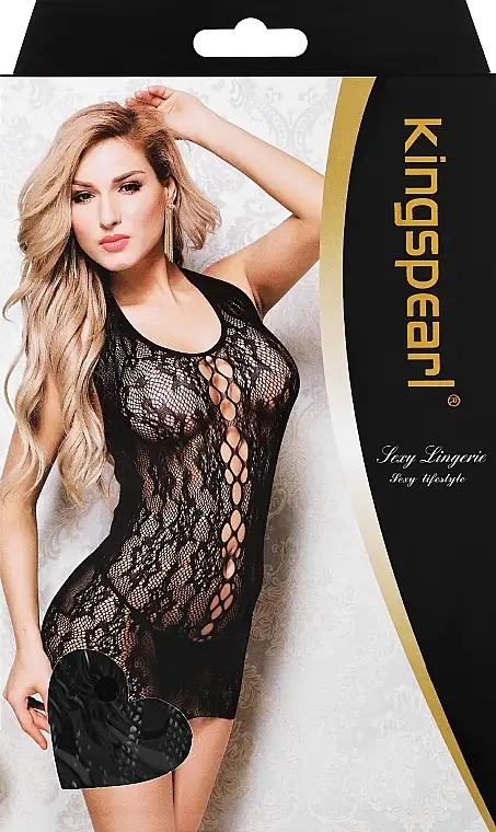 Erotisk bodysuit med mønstre, sort 11462869