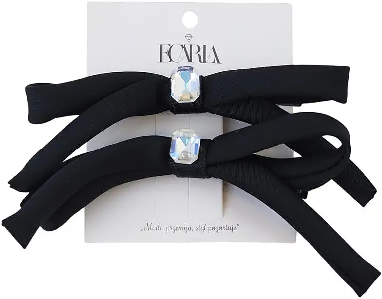 Hårspænder, sorte sløjfer med krystal, SP339 73199467