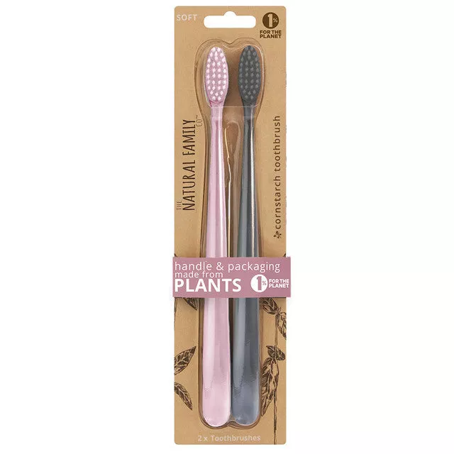 Jack n' Jill NFco. Tandbørstesæt SOFT - lyserød + grå (2 stk) - af majsstivelse uden gmo