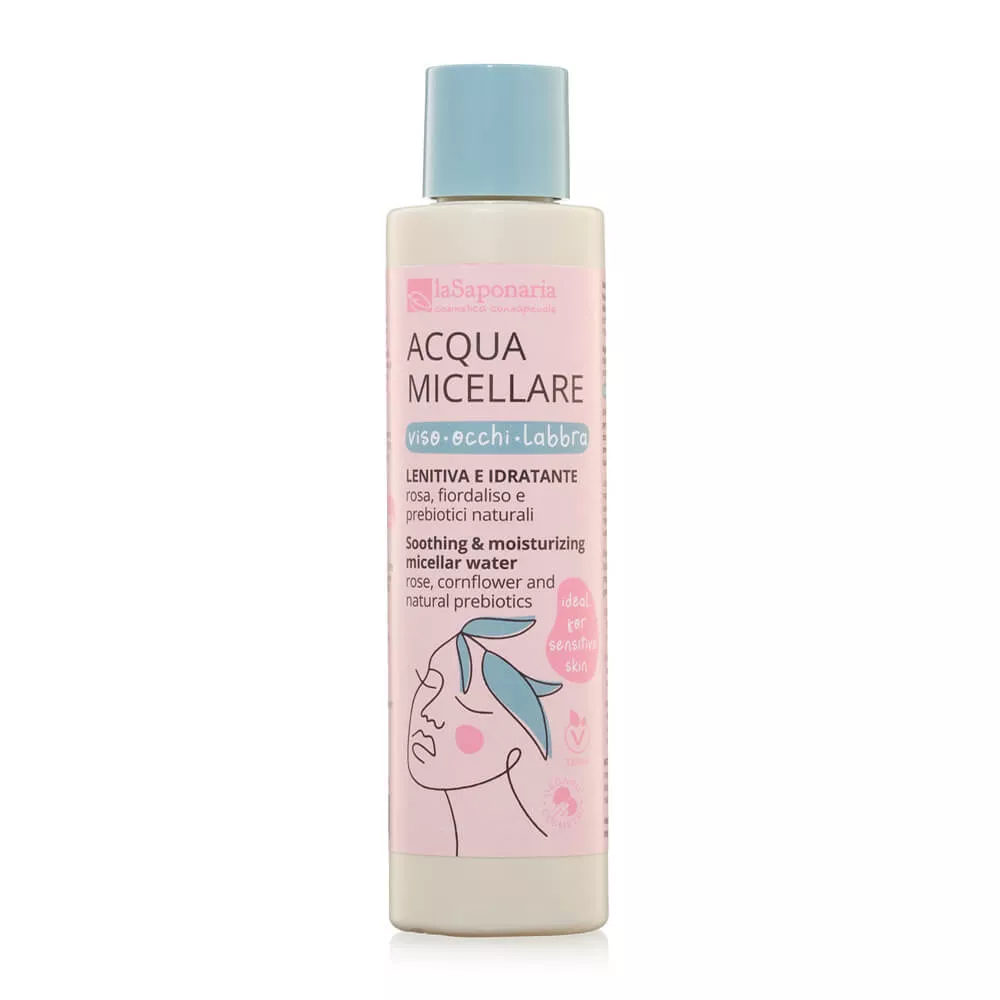 laSaponaria Fugtighedsgivende micellar vand med præbiotika (200 ml) - med damaskusrose og kornblomst