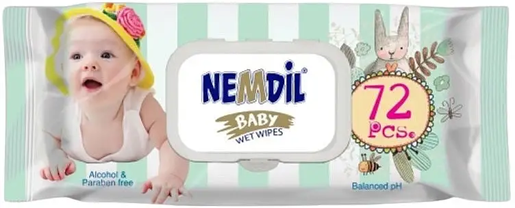 Vådservietter med klap til børn, 72 stk., grøn 74244869