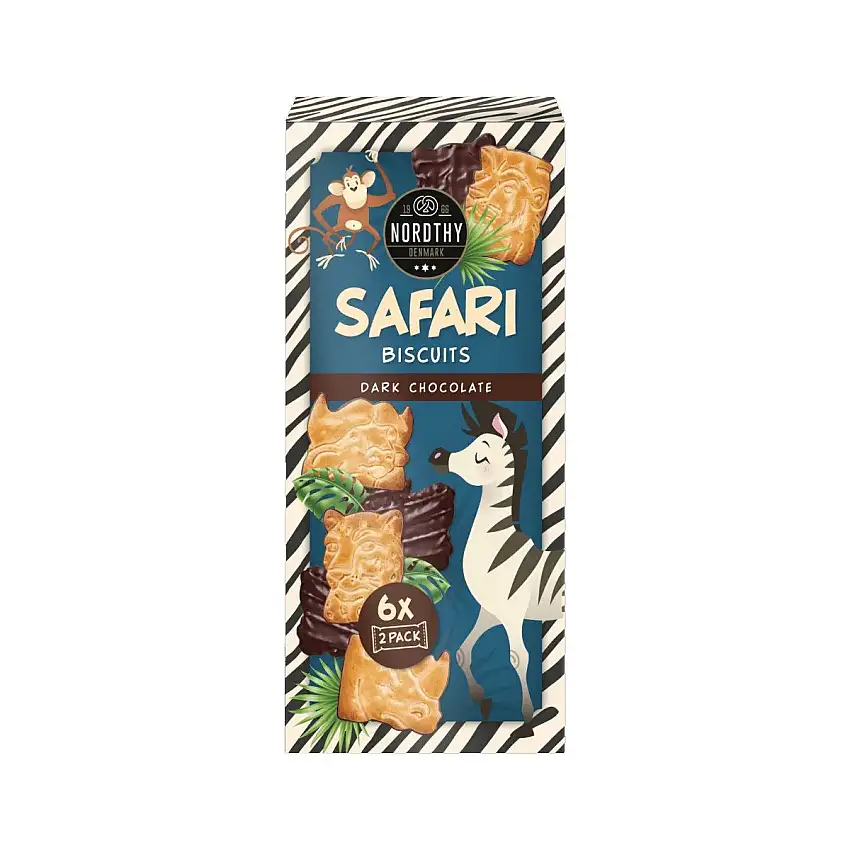 Nordthy Safari kiks m/mørk chokolade  - 225 g