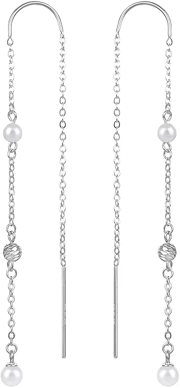 Lange sølvøreringe med perler 53055551