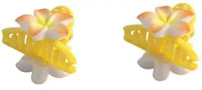 Hårklemme med to hawaiiblomster, gul, størrelse 4,5 cm, 2 stk. 66431316