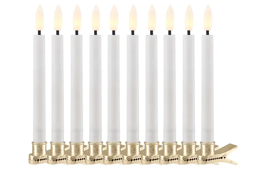 Sirius Sille Juletræslys 10 styk sæt, Hvid 1,2 x 11 cm