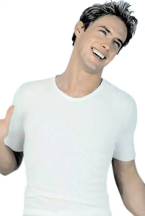 Peters Angora Herreundertrøje Korte Ærmer Natur M