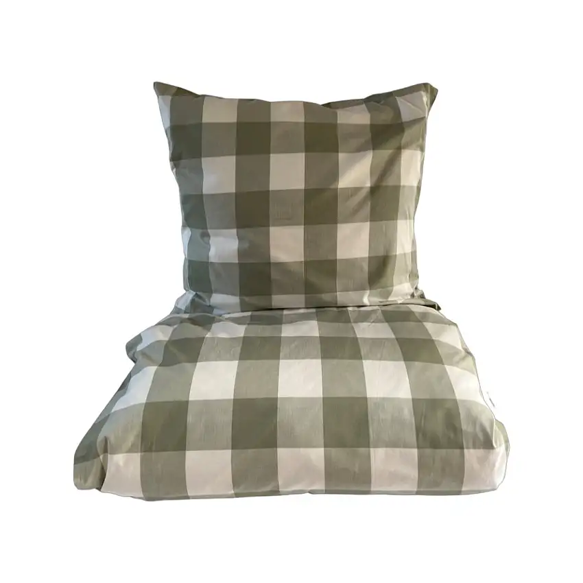 OMHU Blok Tern Sengetøj Dusty green/off white 140 x 220 cm