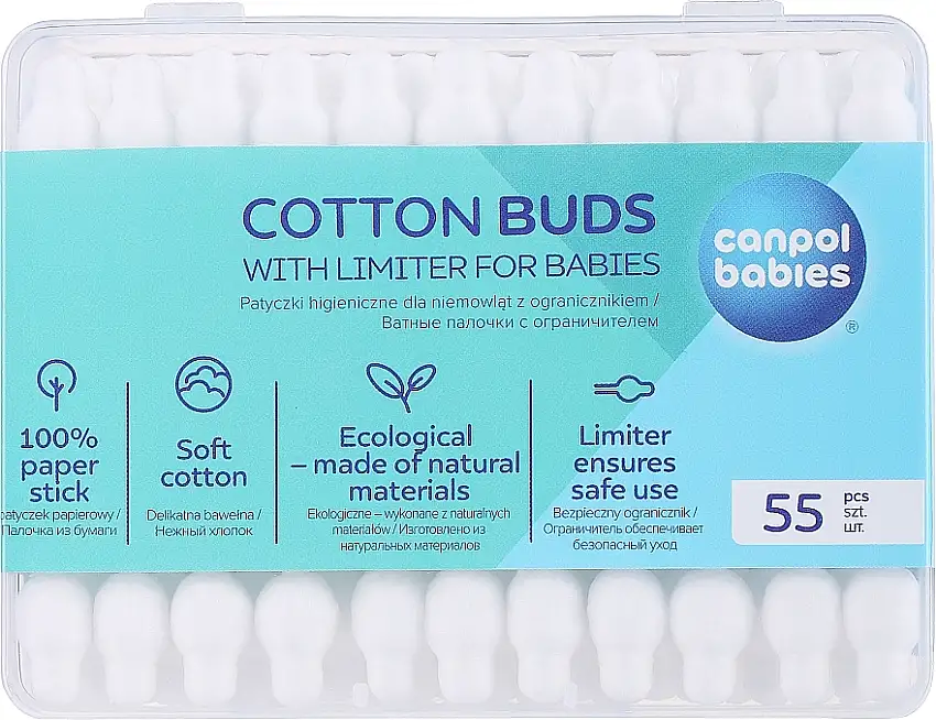 Bomuldsknopper med begrænser, 55 stk. 45523854