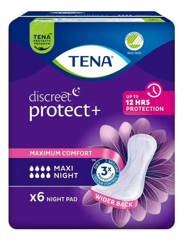 TENA Discreet Protect+ Maxi Night Inkontinensbind - 6 stk.