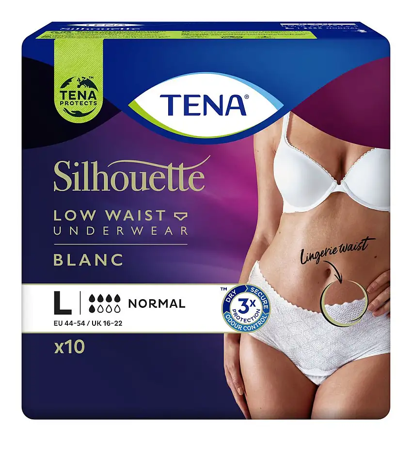 TENA Silhouette Normal Low Waist Inkontinenstrusse Str. L - 10 stk.