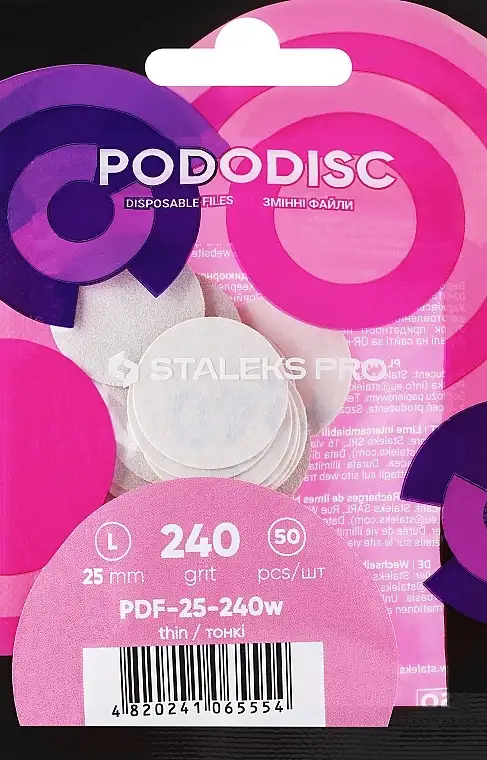 Erstatningsfiler til pedicure disk "Pododisc", L, hvid, korn 240, 50 stk.. 12111780