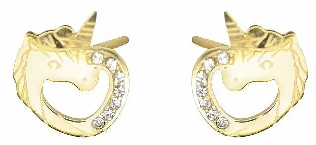 Øreringe i forgyldt rustfrit stål "Enhjørning", KST3003 45843989