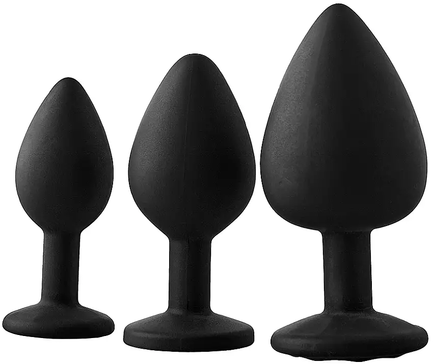 Anal propsæt med rød krystal, 3 stk 19383894