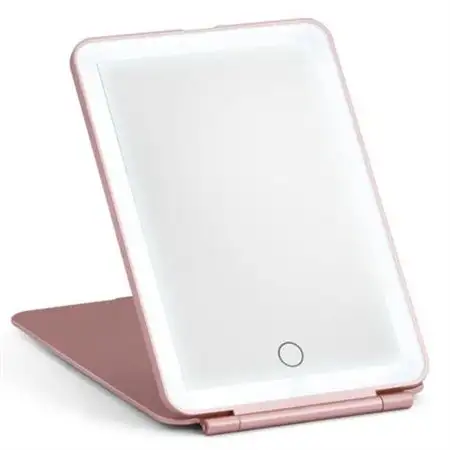 UNIQ Foldbart genopladeligt LED spejl - Vanity Travel Mirror - Pink