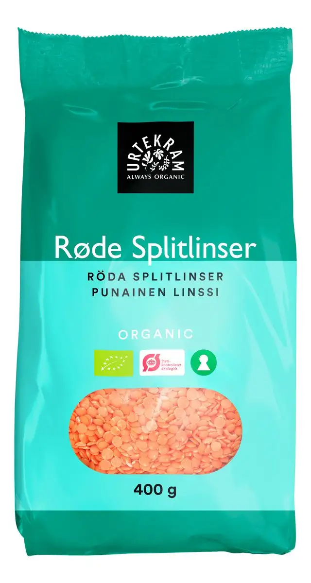 Urtekram Røde Splitlinser Ø - 400 g.