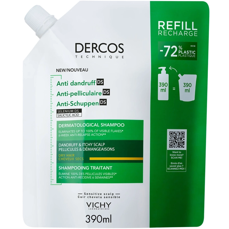 Vichy Dercos Technique Anti-Dandruff Shampoo Dry Hair Refill 390 ml