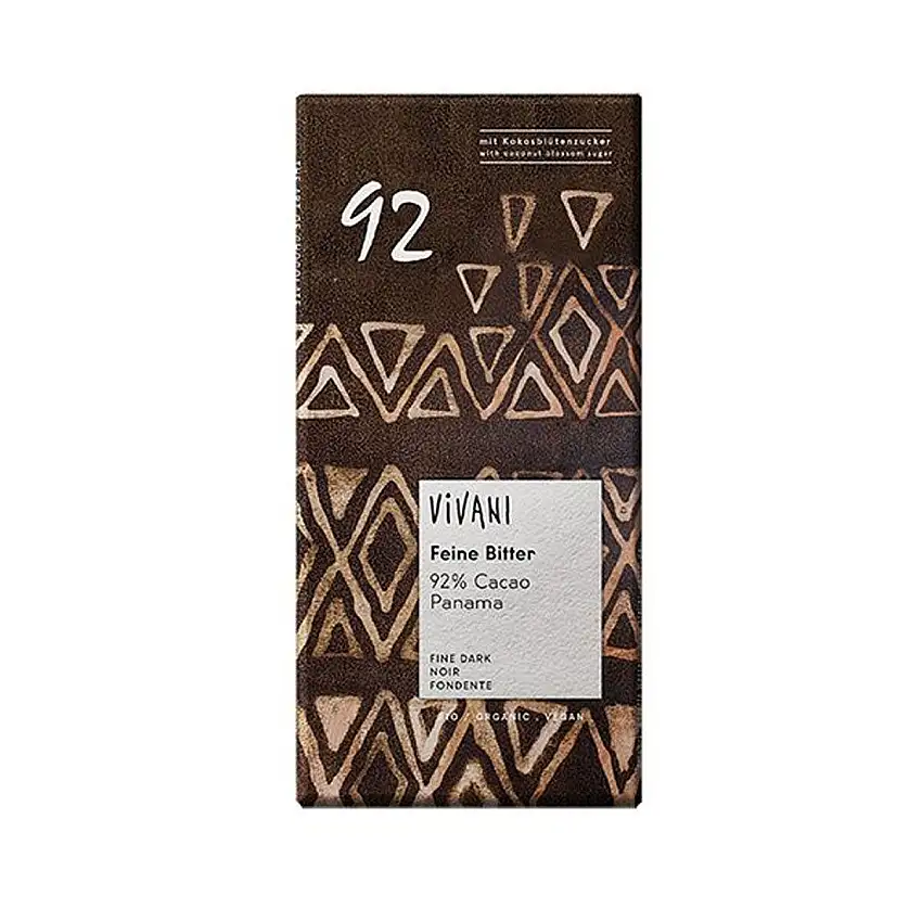 Vivani Ekstra Mørk Chokolade 92% Kakao Ø - 80 g.