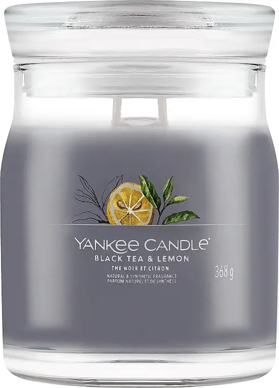 Duftlys i krukke 'Sort te & citron', 2 væger 99008436