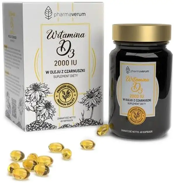 Vitamin D3 2000 i kosttilskud med sort spidskommen olie 16308502