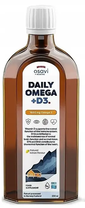 Kosttilskud Omega 3 + D3, 1600 mg, citronsmag 21136266