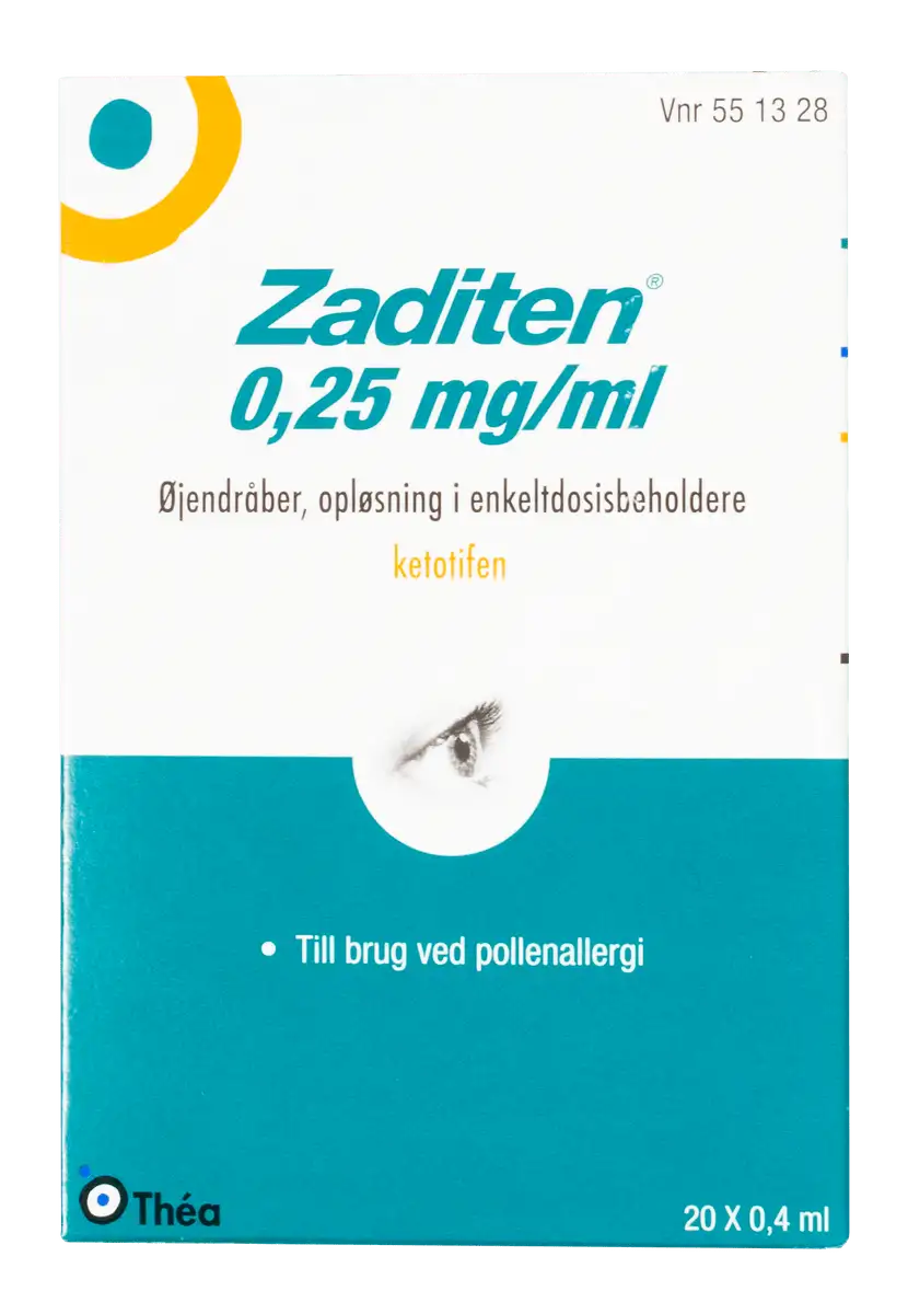 Zaditen øjendråber 0,25 mg/ml enkeltdosisbeholder - 20 x 0,4 ml
